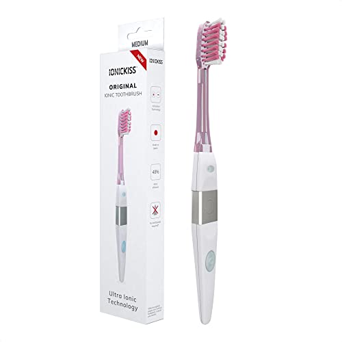 IONIC KISS | Cepillo de dientes Iónico Original + Cabezal Dureza Media Rosa | limpieza dental | limpiar los dientes con y sin pasta de dientes | Dientes Blancos | Producto de Japón