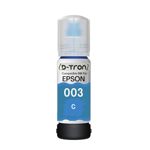 Image of Dtron 003 Refill Ink Bottle Compatible for Epson L3110, L3150, L3250, L3252, L3115, L3116, L3101, L3210, L3215, L3216, L3151, L3152, L3156, L5190 Printer, Cyan, 70ml, Dye Ink (Cyan)