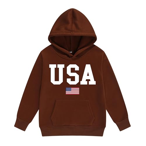 Image of Vivimeng Boys USA Sweatshirt Suit Kid USA Hoodie Set American Flag Sweater Girls American Hooded Pullover Suit