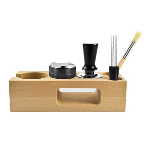Uqezagpa Coffee Tool Set Wood Tamper Station Coffee Distributor Coffee Powder Needle Cleaning Brush For Residential Kitchens Coffee Distributor Tamper