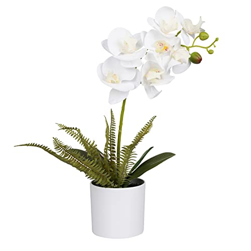 Künstliche Blumenarrangements, künstliche Orchidee im Topf, künstliche Orchidee in einem Topf, künstliche Orchideen-Blumenarrangements in Vasen, Badezimmerregal, Ornamente, Tischdekoration, Weiß Cover