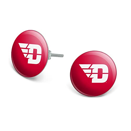 University of Dayton Flyers Logo Novelty Silver Plated Stud Earrings