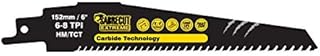 1 x SabreCut SCRS956XHM Tungsten Carbide 152mm Variable 6-8 TPI S956XHM Very Fast Wood and Plastic Cutting Reciprocating Sabre Saw Blade Compatible with Bosch Dewalt Makita and many others