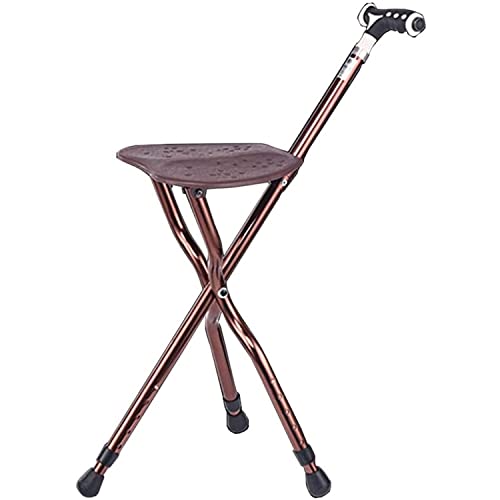 Asiento de Caña Plegable para Mujeres y Hombres, Con Taburete, Capacidad para 500 Kg, Bastón Ajustable Con Luz, Adecuado para Personas Mayores, Adecuado para Viajar