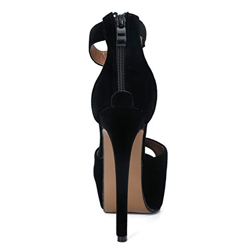 Enelauge Women's Sexy Ankle Straps Peep Toe Buckle Platform Stiletto Wedding Party High Heels Sandals3