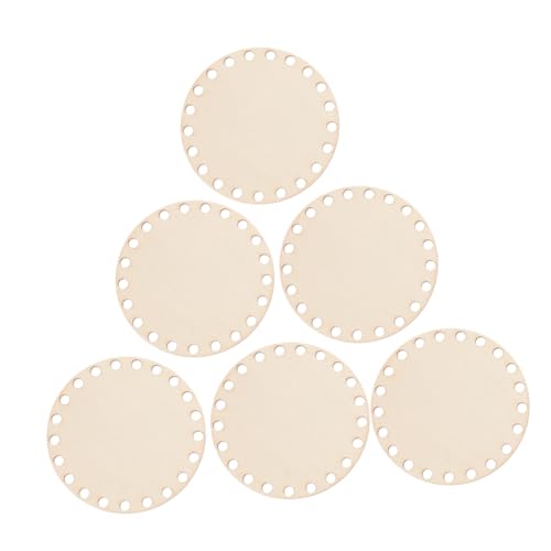 BESTonZON 6Pcs Wooden Crochet Basket Base for Handbag Shaper Round Weaving Bottom Paintable and Stainable Craft Supply for Beginners and