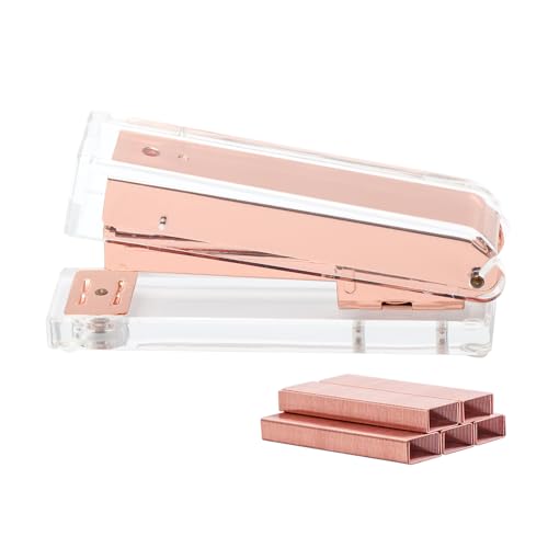 Agrafeuse or rose transparente chic avec 1000 agrafes 26/6 pour bureau et école