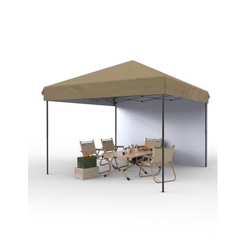 Garvee 10x10 Pop Up Canopy Tent Outdoor Canopy One-Person Set Up Heavy Duty Commercial Instant Tent Shelter, 1-Sidewall+Gray