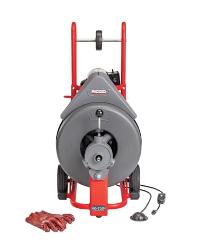 RIDGID 42007 K-750 Drum Machine with C-100 3/4 Inch x 100 Foot Inner Core Cable and AUTOFEED Control, Drain Cleaner Machine and Drain Cleaning Snake with Drain Auger