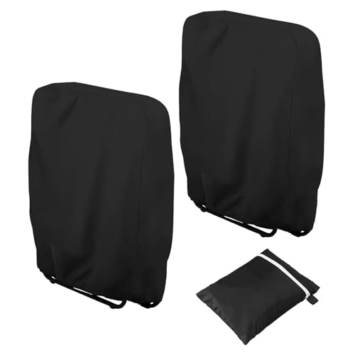 Garden Folding Reclining Chair Cover, 2Pcs Waterproof, Windproof, Anti-UV, Hydrophobic Oxford Fabric for Outdoor Patio Sunbed Sun Lounger, Includes Storage Bag (110 x 71 cm) - Black