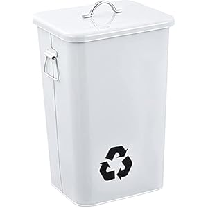 GHFHF Afvalbak 5,8 gallon vuilnisbak, metalen ijzeren emmer, recycling rechthoekige container, keuken vuilnisbak met…