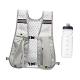 KiBcsLic Outdoor Vest Pack Backpack with 0.5 L Water Bottle Daypack Nylon for Mountaineering, Light Gray
