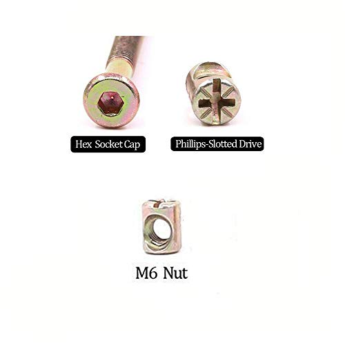 SUPERTOOL M6 Barrel Nuts Bolts 40MM Hex Socket Screw Zinc Plated Allen Head Furniture Bolt Nut Set for Bunk Beds Cots and Furniture Assembly (15 Sets) - Image 3