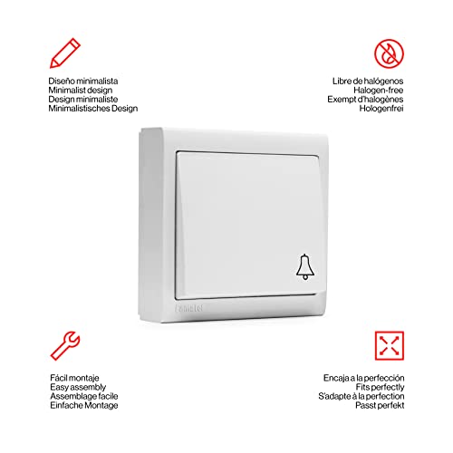 FAMATEL – Klingelknopf I Aufputz I 72 x 72 mm I 10A I 250V I Serie Living 8000