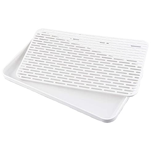 Aieraczy 39 * 22,5cm Egouttoir Vaisselle, Tapis Égouttoir, Support Plateau d'Égouttement d'eau, Épaissir Plastique Couche Double Plateau Séchage Incliné...