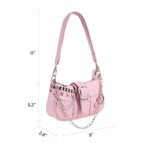 Image of Cute Y2k Purse for Women, Star Embroidery Pattern with Chain Strap Shoulder Bag, Goth Style Cute Mini Purse