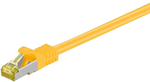 Câble de réseau RJ45 CAT7 30m Goobay jaune S/FTP cordon ethernet double blindage informatique