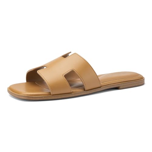 Image of AprCoco Women's Flat Sandals Dressy Classic H-Band Flats Sandals Summer Beach Vacations Slide Sandals