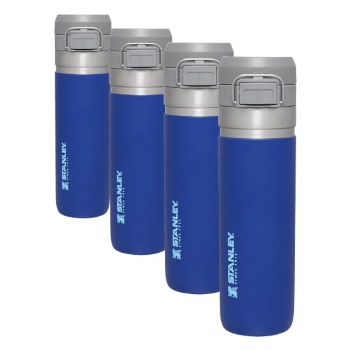 Image of STANLEY Quick Flip GO Water Bottle 24 oz | Push Button Lid | Leakproof and Packable for Travel and Sports | Insulated Stainless Steel | BPA-Free | Lapis (Pack of 4)