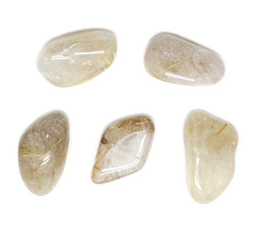 CircuitOffice 5 Stück Rutilquarz Trommelstein (1,9 cm - 3,2 cm) für Wicca, Reiki, Heilung, Metaphysisch, Chakra, positive Energie, Meditation, Schutz, Kraft, Dekoration oder Geschenk Cover