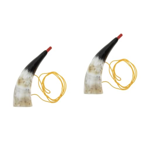 GARVALON Cuerno Vikingo de Buey Natural 20-22 CM Trompeta Portátil para Exteriores Juguete Divertido de Cuerno de Vítores Bocina Ligera para Reuniones y Fiestas al Aire Libre