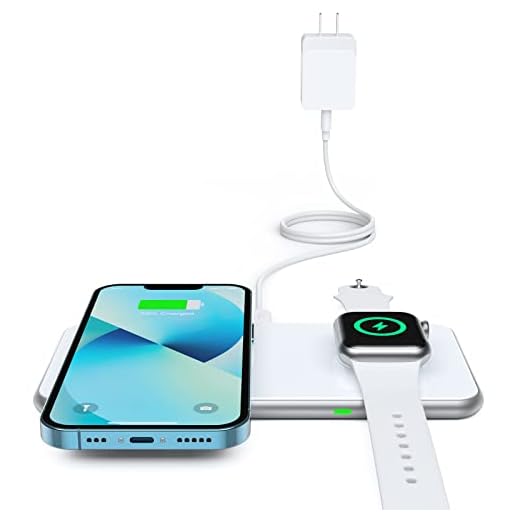 2 in 1 Wireless Charger, 15W Dual Wireless Charging Pad for iPhone 14/14 Pro/13/13 Pro/12/12 Pro/11/X/8, Samsung S23/S22/ S21/ Note 20, Airpods 3/2/Pro, iWatch 8/7/6/SE /5/4/ 3/2(with QC 3.0 Adapter)