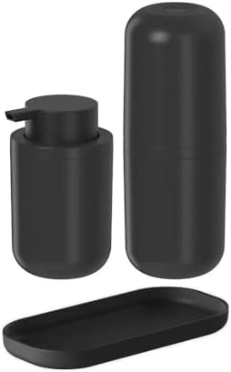 Ou Kit Banheiro com Dispenser, Porta Escova de Dente e Bandeja Or...