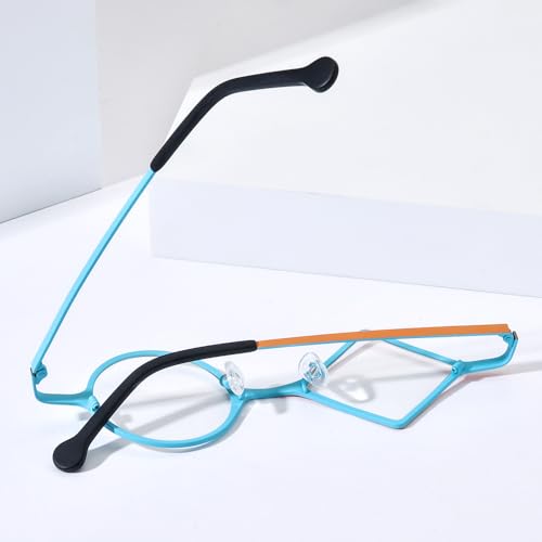 Image of FONEX Colorful Titanium Glasses Frame Men Left Round Right Square Optical Eyeglasses Women F85747