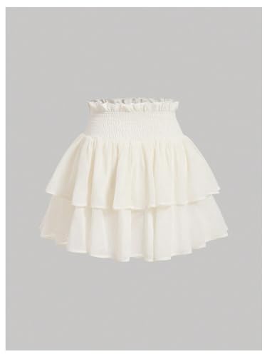 WDIRARA Women's High Waisted Tiered Layered Ruffle Hem Skirt Shirred Casual Mini Skirts2