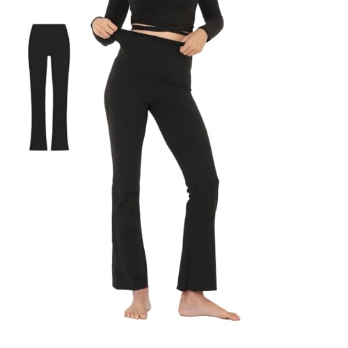 Image of Terractive Cuddle Flares for Women | TerraSoft Ultra Soft, Super Stretchy & Sweat-Wicking Flare Pants | High-Waist Tummy Tuck Workout & Lounge Pants