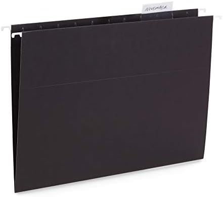 Blue Summit Supplies Hanging File Folders, 25 Reinforced Hang Folders, Designed for Home and Office Color Coded File Organization, Letter Size, Black, 25 Pack