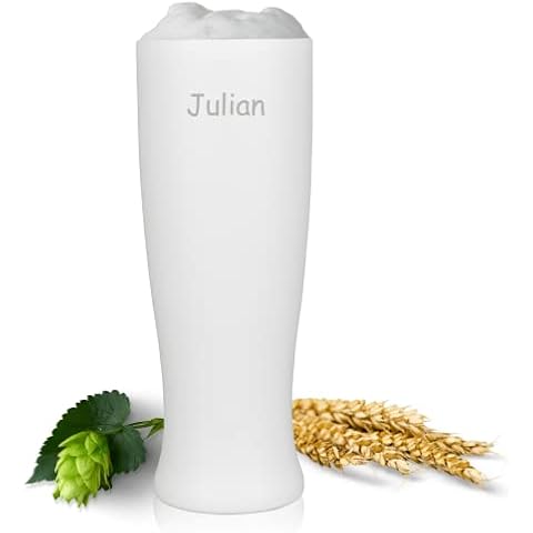 Milu Vasos Copas de Cerveza Blanca (Blanco, 500ml (+Grabado)) Cover