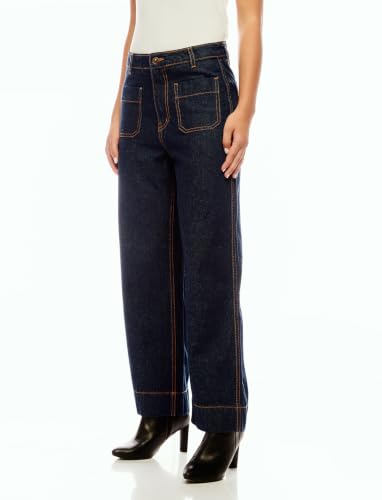 Image of INKD Premium Women's Wide Leg Denims - High Rise | 100% Cotton | Full Length Wide Leg Jeans for Woman|70's Style | Patch Pocket | 4 Pocket Styling | Jeans for Women