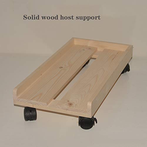 Soporte para CPU de escritorio Liudan de madera con ruedas para torre central de procesador miniatura 3