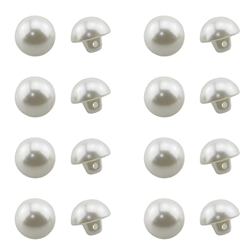 Half Domed Pearl Button Zczqc 50Pcs 15Mm White Round Half Ball Abs Plastic Pearl Buttons With Sewing Shank For Sewing Clothing Dress Sweater Crafts Diy Jewelry Making Accessories Mushroom Shape Button #TOP9