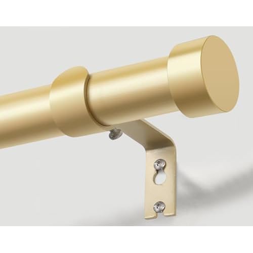 KAMANINA Gold Curtain Rod 32 to 58 Inch (2.6-4.8 Feet), 1 Inch Adjustable Heavy Duty Curtain Rods, Modern Decorative Drapery Rods with End Cap (32"-58") Gold 32-58"