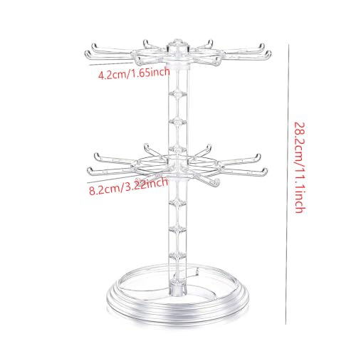 Dzrige Rotating Earring Necklace & Keychain Display Stand,2 Tier Jewelry Organizer (Transparent) - image 2