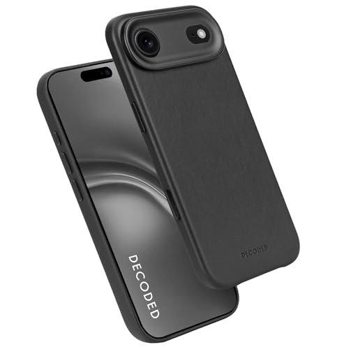 DECODED Coque pour 17 Air, Cuir ECCO Premium, Compatible avec MagSafe, Magnétique, Protection Caméra, Bouton Camera Control, Anti-Rayures, Noir