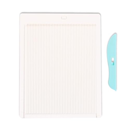 Craftelier - Mini Tabla para Marcar + Plegadera Turquesa + Guía para Crear Sobres | Ideal para Scrapbooking y Manualidades | Medidas en Cm y Pulgadas | Tamaño 21,4 x 16 cm