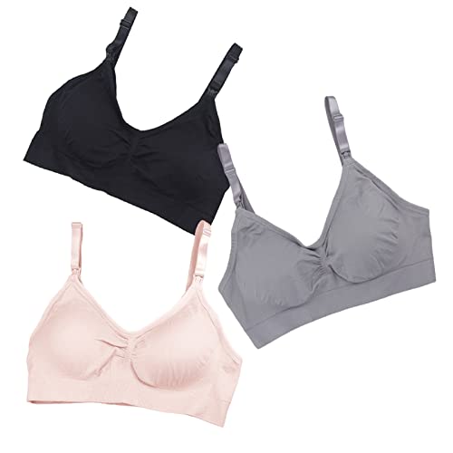 Stelle Nursing Bras Maternity Bra for Breastfeeding Pregnancy Wireless Bralette with Pads, Extenders (Black+Gray+Rose Pink,XXL) — view 6