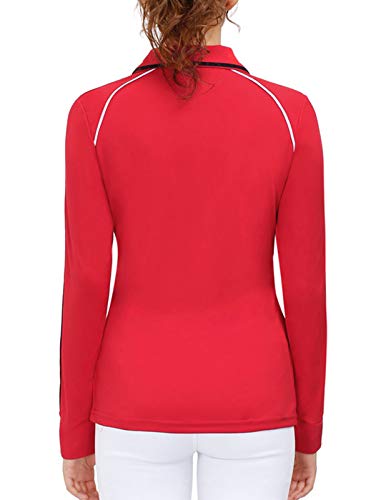 Golf Women's Lightweight Long Sleeve Zip Polo(S, Red)