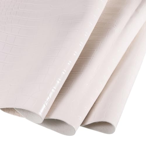 Rouleau de cuir PU motif crocodile crème pour customiser vos accessoires et objets déco