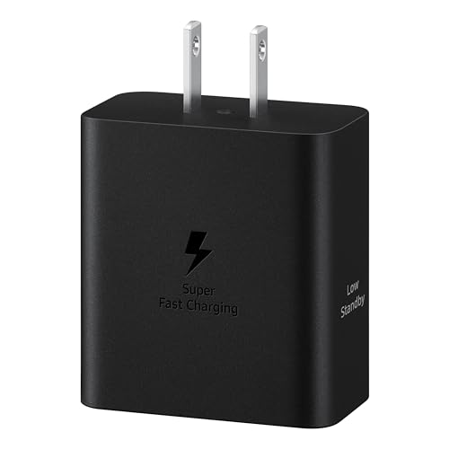 SAMSUNG 50W Duo Power Adapter Wall Charger, 2 Ports, Cable Included, Super Fast Charging 2.0 for Galaxy Phones, Tablets, USB Type C Devices, Low Standby Power Consumption, EP-T5020XBEGUS, Black