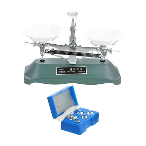 HEMOTON Balanza Experimental Mecánica de 100 5 Pesas (5g, 10g, 2x20g, 50g) para Enseñanza Escolar, Instrumento Educativo de Física y Equipo de Laboratorio Educativo