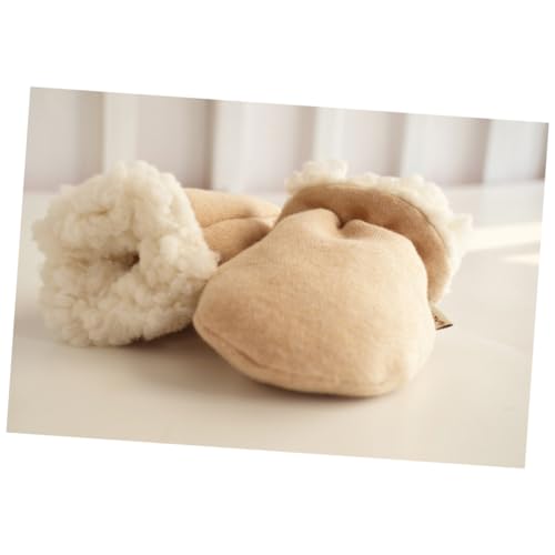 VALICLUD -scratch Mittens Thickened Cotton Boy Girl Gloves for Warmth Autumn Unisex Light Brown Hand Covers for Newborns to Prevent Scratching3