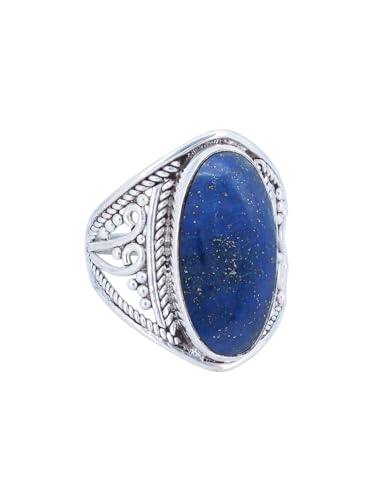 mantraroma Bague femme argent 925 lapis lazuli pierre précieuse bleue insolite ludique