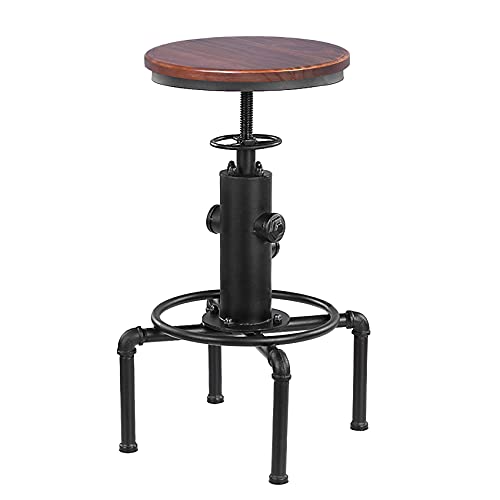 Fubiruo Vintage Industrial Bar Stools,Kitchen Counter Bar Stool Height Adjustable 23.6"-29.5" Swivel Bar Stool, Solid Wood Water Pipe Fire Cafe Pub Bar Stool,Set Of 2, Black #TOP3