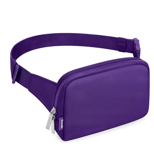 Bomvabe 2L Everywhere Belt Bag for Women Men Large Fanny Pack with Adjustable Strap 55 Waist Bag with Multiple Pockets Crossbody Bag Water-resistant for Travel Gym Sports Running Hiking Purple