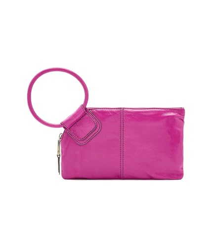 Image of HOBO Sable Leather Wristlet Clutch with Circular Handle, Zippered Closure, Credit Card Organizer, & Interior Zip Pocket