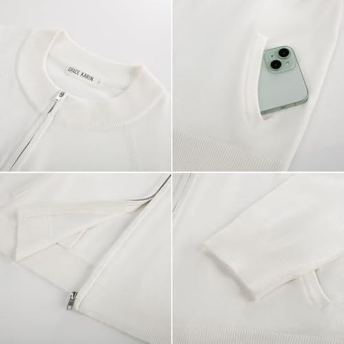 Image of GRACE KARIN Womens Long Sleeve Zip Up Cardigan Sweaters Lightweight Sweater Jacket Knitted Fashion Clothes